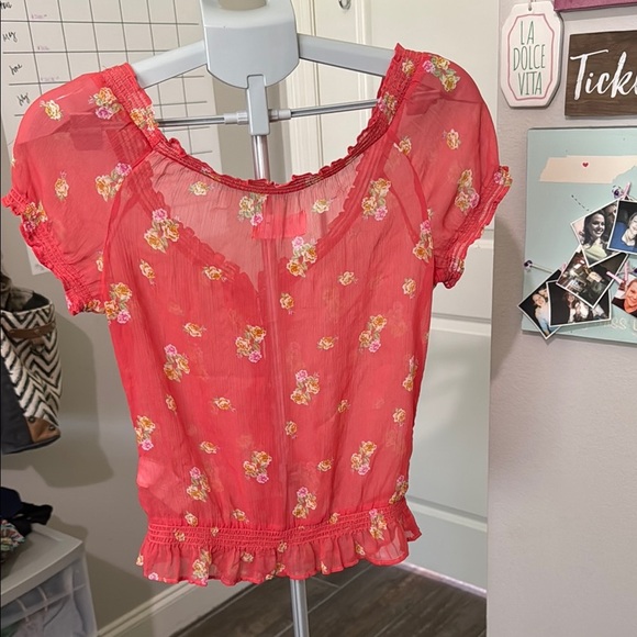 Abercrombie & Fitch Red Floral Y2K Blouse - Picture 5 of 7